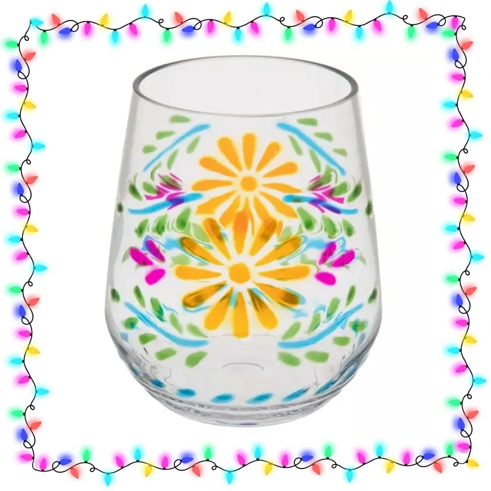 Fiesta Embossed BPA-Free Plastic Set with Pitcher and Two Stemless Glasses - Picture 4 of 9